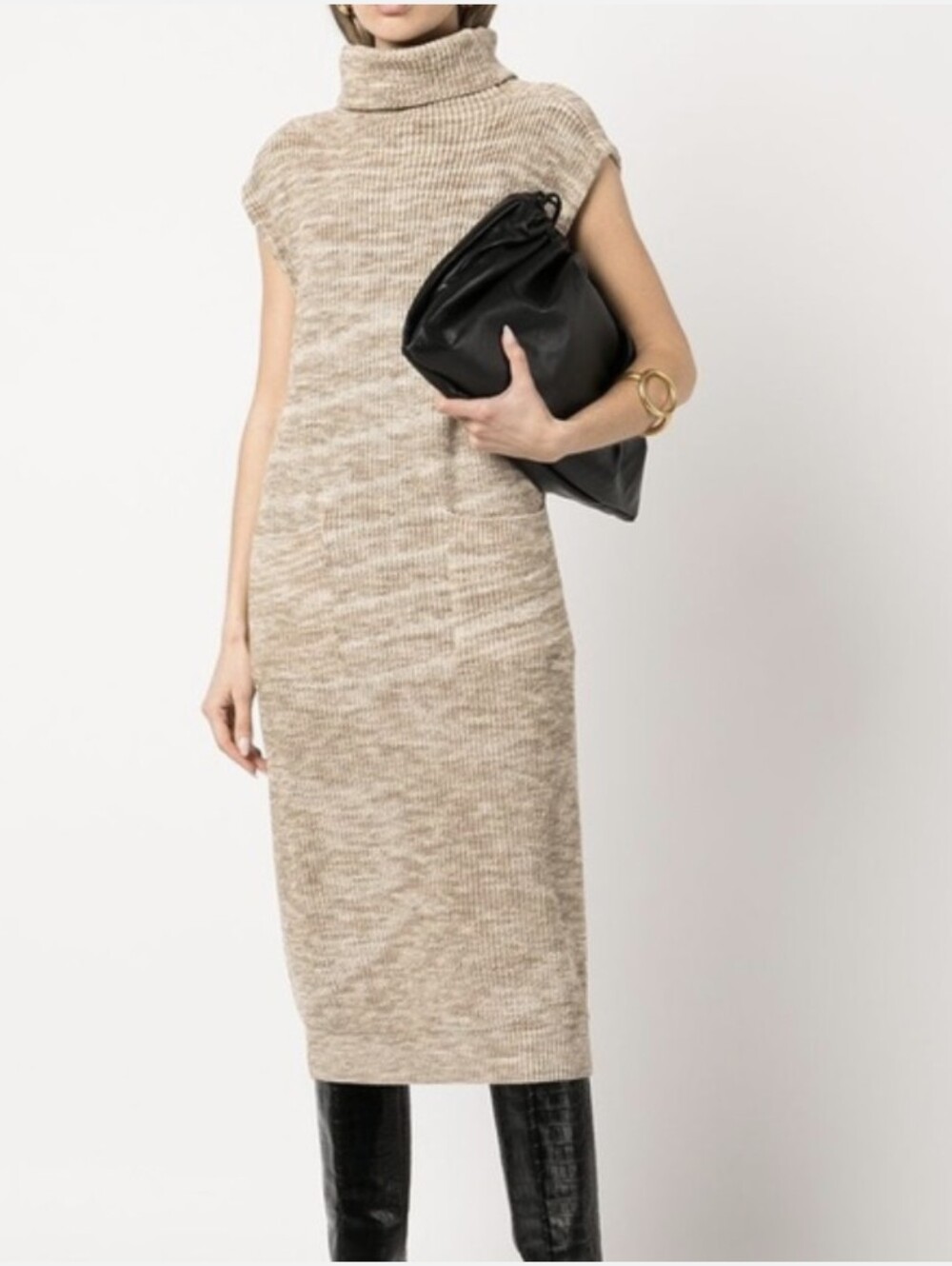 MARA HOFFMAN Fadia Heavyweight Marled Knit Turtleneck Sweater Dress Medium